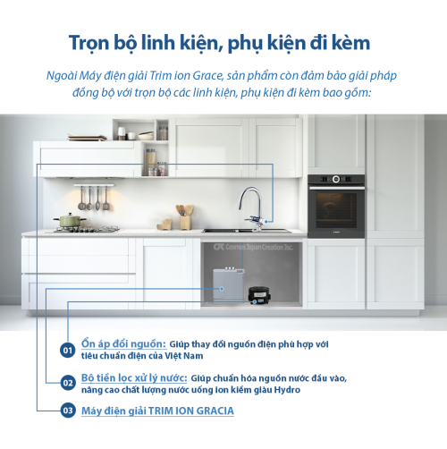 Máy điện giải ion kiềm giàu Hydro Trim ion Gracia (trọn bộ)